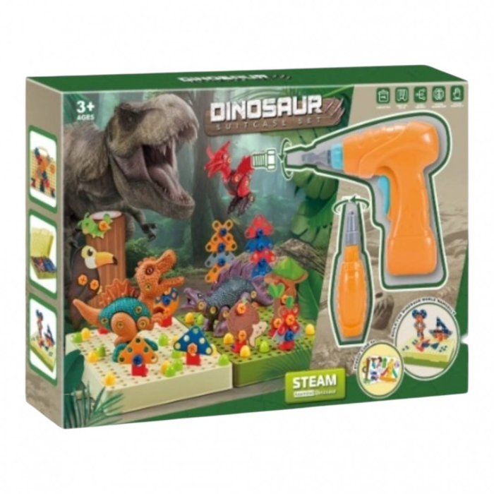 Joc de constructie dinozauri cu surubelnita electrica si cutie de depozitare Joc de constructie dinozauri cu surubelnita electrica si cutie de depozitare Joc de constructie dinozauri cu surubelnita el [2]