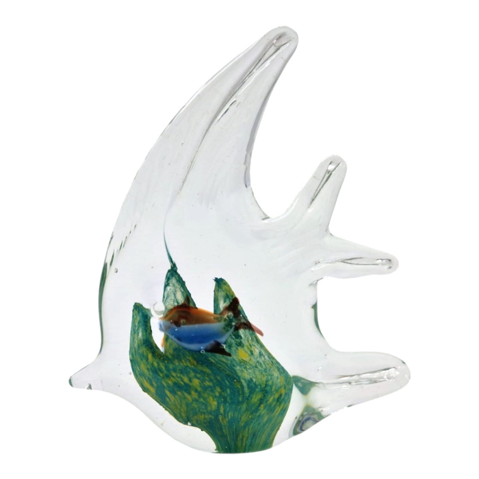 Figurina Decorativa Peste din Sticla Masiva, Lucrat Manual, 12 cm, Turcoaz [2]