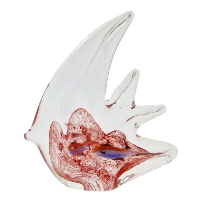 Figurina Decorativa Peste din Sticla Masiva, Lucrat Manual, 12 cm, Roz [2]