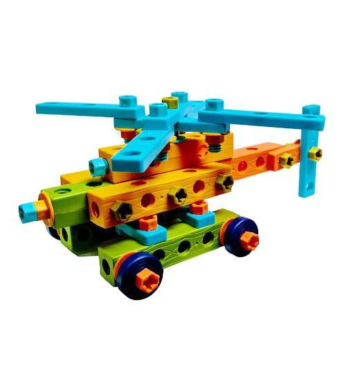 joc de constructie cu suruburi si piulite, 4 in 1, elicopter, creative play, nivel de dificultate mediu, 82 piese [2]