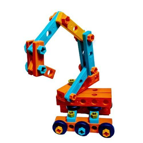 joc de constructie cu suruburi si piulite, 4 in 1, macara, creative play, nivel de dificultate mediu, 75 piese [2]