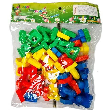 Joc de imbinare cu suruburi si piulite, forme geometrice, 48 piese, multicolor [2]