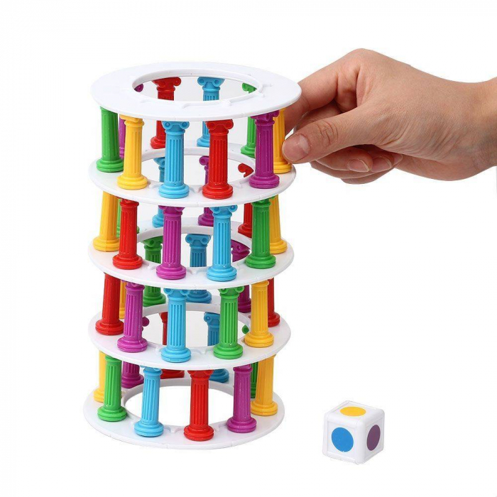 Joc de indemanare, atentie, dexteritate pentru copii si adulti, turnul instabil pe 11 nivele, Tower Collapse [2]