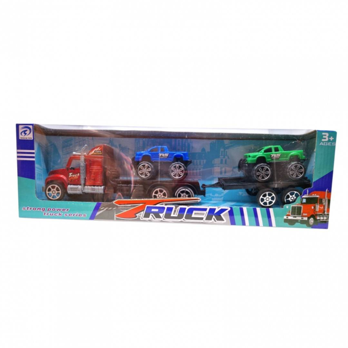 Camion de Jucarie Tip TIR Transportor cu Trailer, 42 cm, rosu [2]