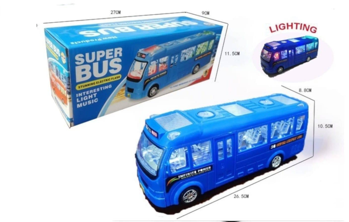 Autobuz de jucarie cu sunete si lumini, 26.5 cm, albastru [3]