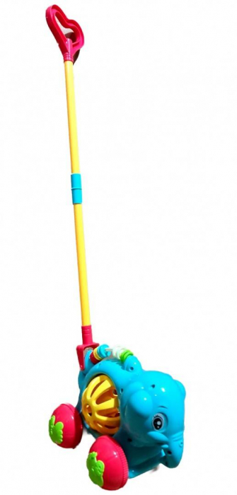 jucarie de impins, elefant cu tija reglabila, 21 cm [2]