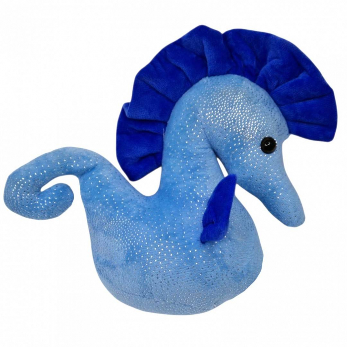 Jucarie de plus cu detalii brodate, cal de mare, 24x24x10 cm, albastru [2]