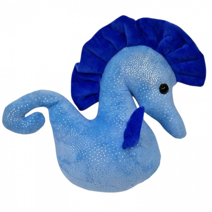 Jucarie de plus cu detalii brodate, cal de mare, 24x24x10 cm, albastru [2]