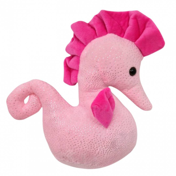 Jucarie de plus cu detalii brodate, cal de mare, 24x24x10 cm, roz [2]