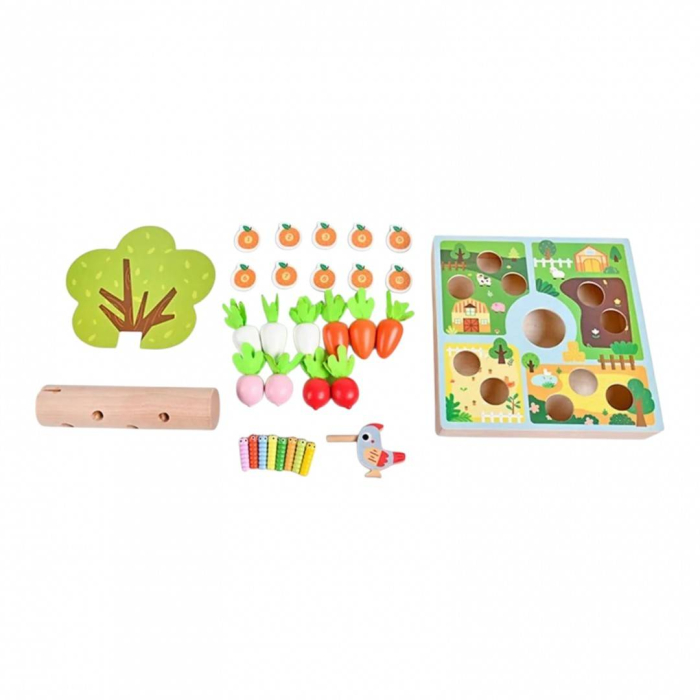Jucarie educativa din lemn, gradina fermecata cu legume si copac magnetic [5]
