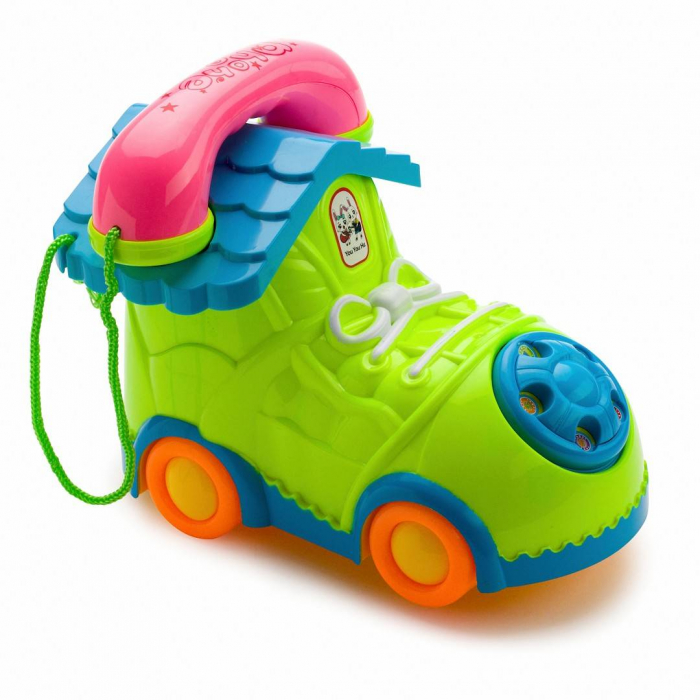 jucarie interactiva bebe, telefon gheata cu lumini si sunete, rotire la 360 grade, roz/verde [2]