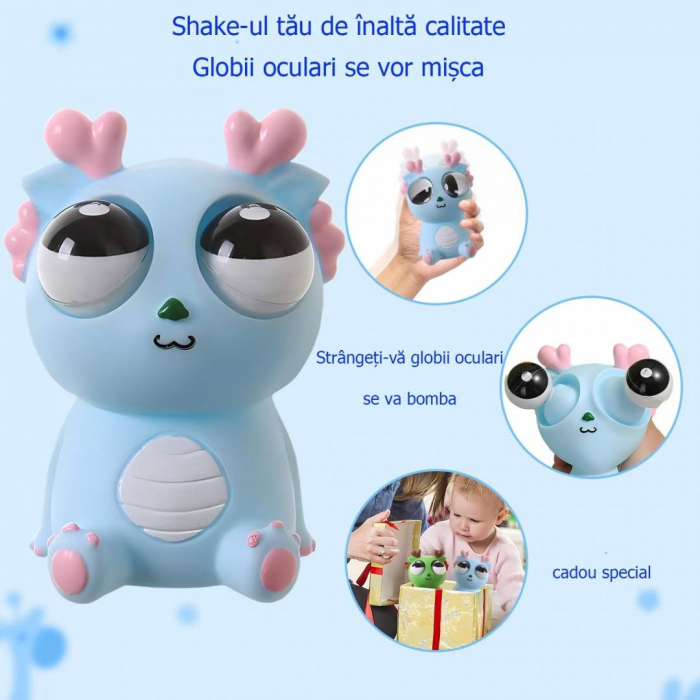 Jucarie interactiva, dragon amuzant cu ochi mobili, pop-up, antistres, albastru [3]