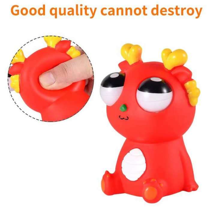 Jucarie interactiva, dragon amuzant cu ochi mobili, pop-up, antistres, rosu [2]