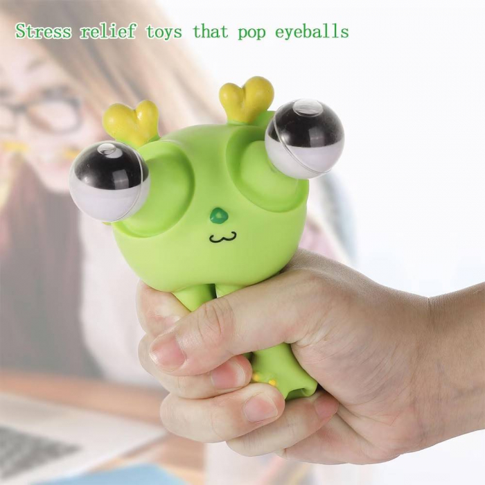 Jucarie interactiva, dragon amuzant cu ochi mobili, pop-up, antistres, verde [3]