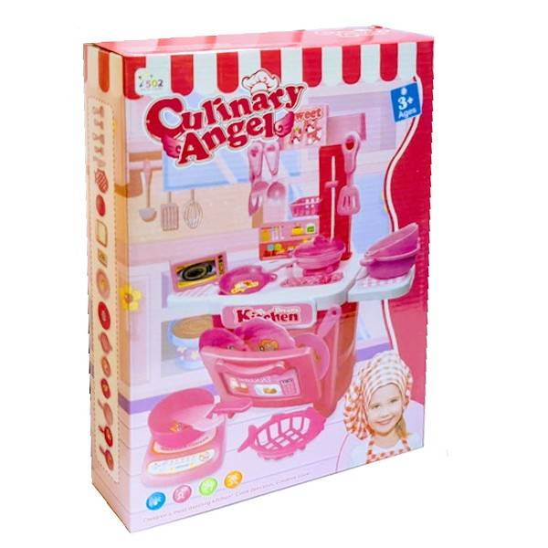 Jucarie la set bucatarie cu aragaz, cuptor, chiuveta, plita cu inductie, radio, 18 piese, roz, 28.5x12.5x28.5 cm [2]