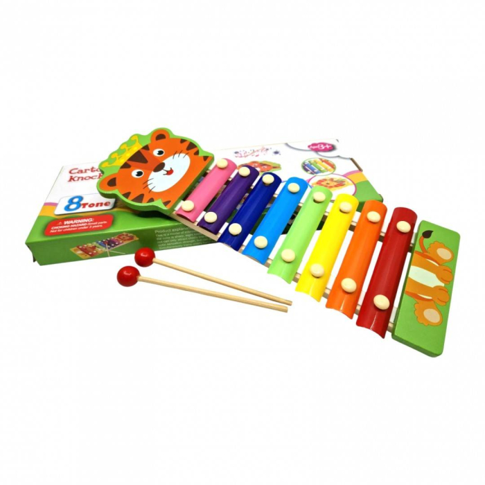 Xilofon colorat din lemn, 8 note muzicale, model animal vesel [2]