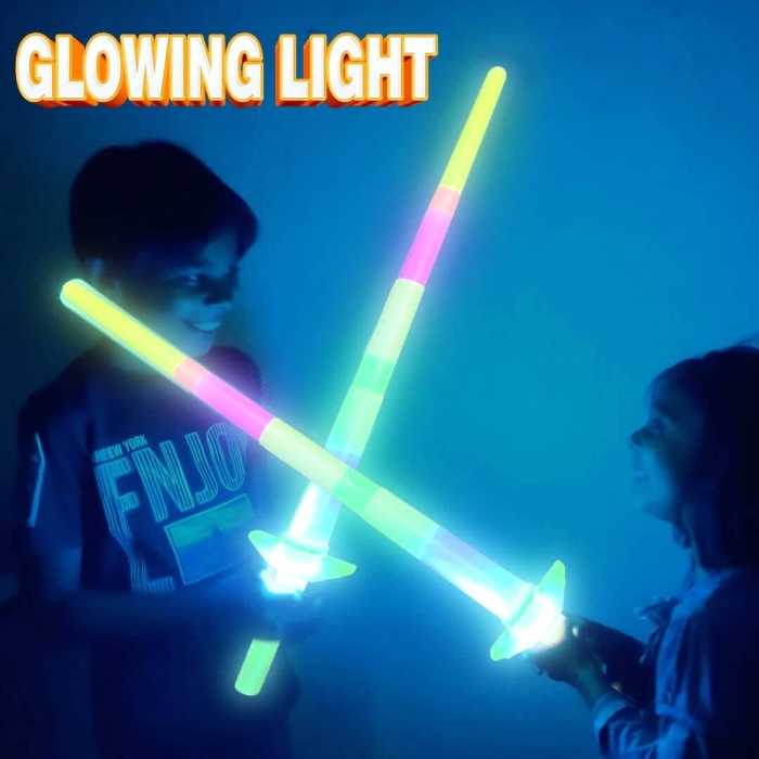 Jucarie sabie laser telescopica cu LED-uri, Model Galactic Star, 65 cm, albastru [2]