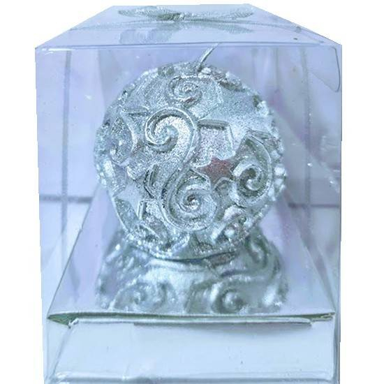 lumanare din ceara lucrata in filigran, cutie de cadou pentru Craciun,argintiu [3]