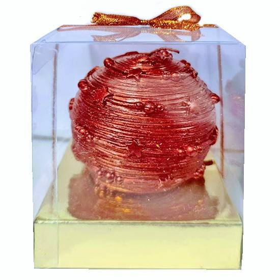 lumanare din ceara lucrata in filigran, cutie de cadou pentru Craciun, rosu [2]