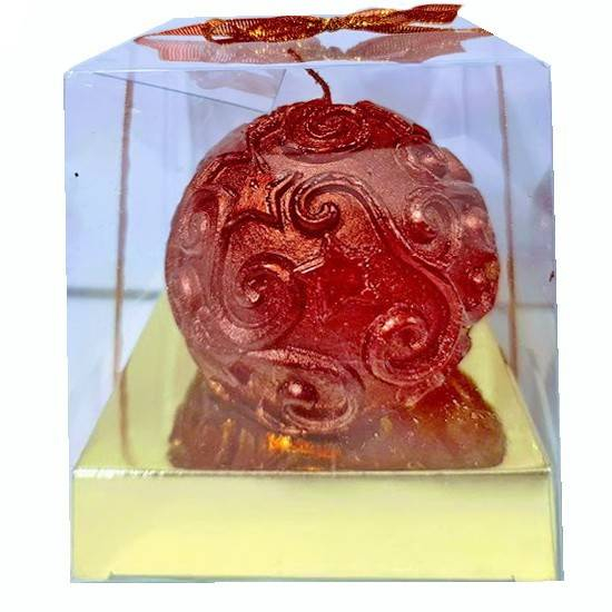 lumanare din ceara lucrata in filigran, cutie de cadou pentru Craciun, rosu [3]