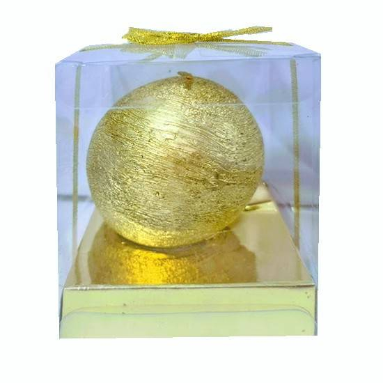 Lumanare din ceara lucrata in filigran, model stelute, cutie de cadou, auriu [2]