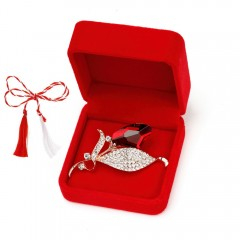 Martisor brosa lalea cu strasuri in cutie de catifea [3]