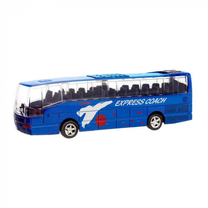 Masina metalica, autobuz express coach cu sunete si lumini, pull back, 1:70, galben/rosu/alb/albastru [3]
