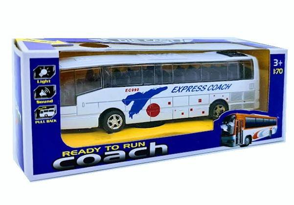 Masina metalica, autobuz express coach cu sunete si lumini, pull back, 1:70, galben/rosu/alb/albastru [2]