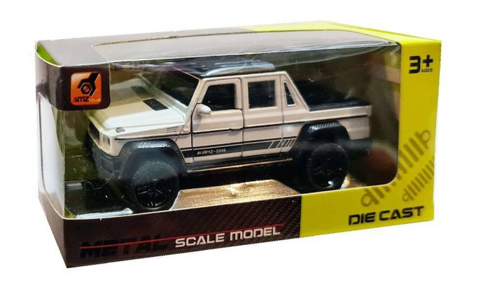 masina metalica de teren, macheta cu doua portiere care se deschid, pull back, lumini si sunete, baterii incluse, 1:32, alb [2]
