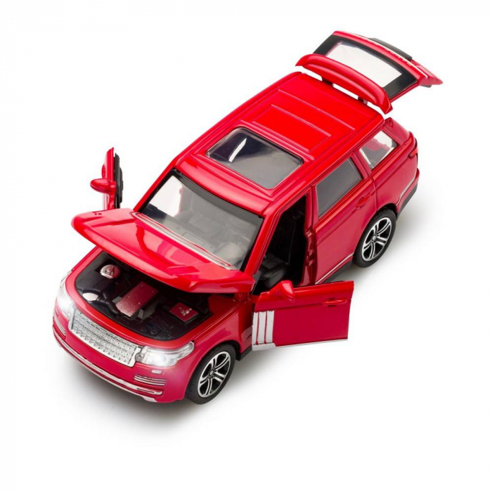 Masina metalica, macheta cu usi care se deschid, lumini si sunete de motor, 1:32, SUV albastru/alb/rosu/negru [10]