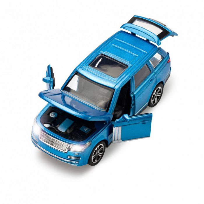 Masina metalica, macheta cu usi care se deschid, lumini si sunete de motor, 1:32, SUV albastru/alb/rosu/negru [4]