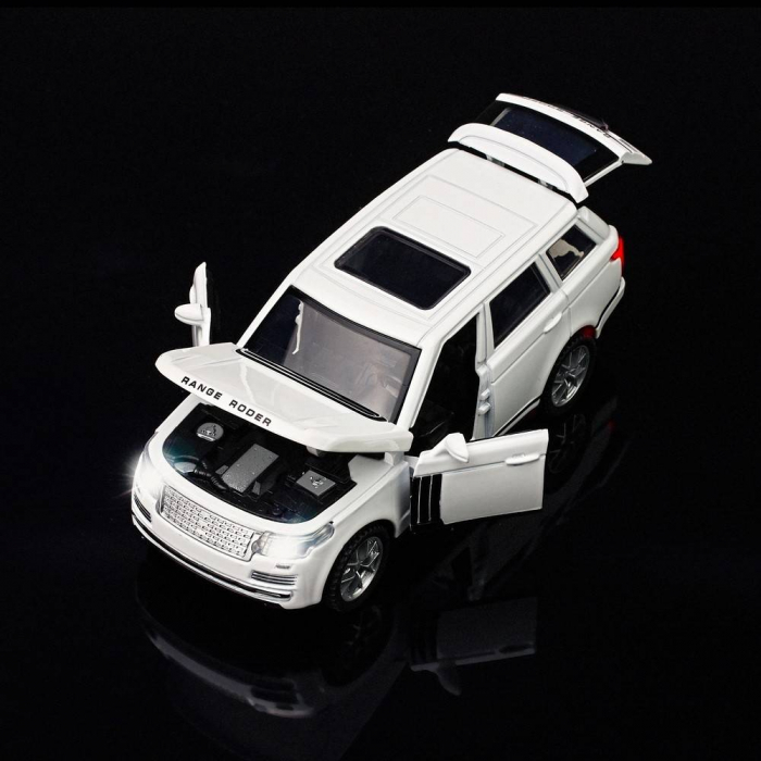 Masina metalica, macheta cu usi care se deschid, lumini si sunete de motor, 1:32, SUV albastru/alb/rosu/negru [2]