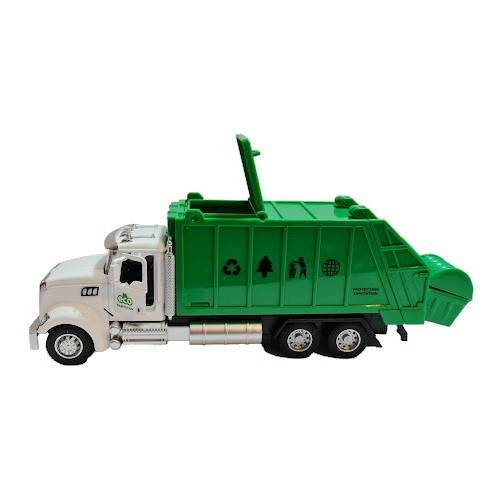 masina metalica, macheta cu usi care se deschid, lumini si sunete de motor, gunoi cu pubela detasabila, verde [4]