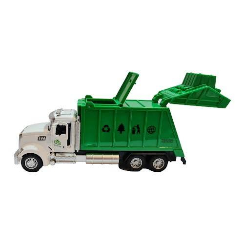 masina metalica, macheta cu usi care se deschid, lumini si sunete de motor, gunoi cu pubela detasabila, verde [6]