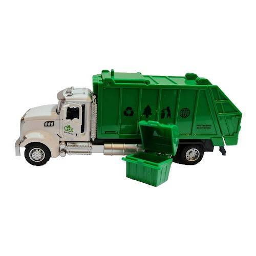 masina metalica, macheta cu usi care se deschid, lumini si sunete de motor, gunoi cu pubela detasabila, verde [2]