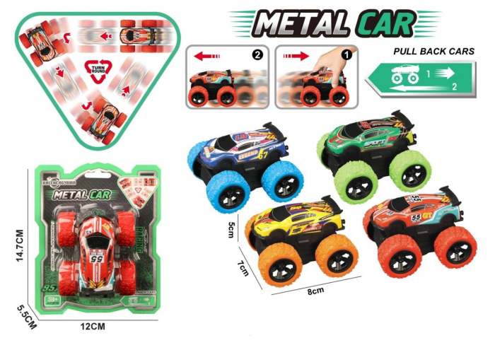 Masina metalica Off-Road cu sistem Pull-back, rezistenta la socuri, verde [2]