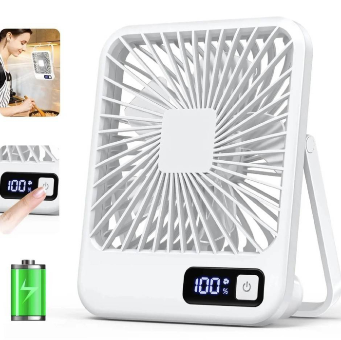 Mini Ventilator Portabil Cu Ecran LCD, alb, 14x17x4 cm [2]