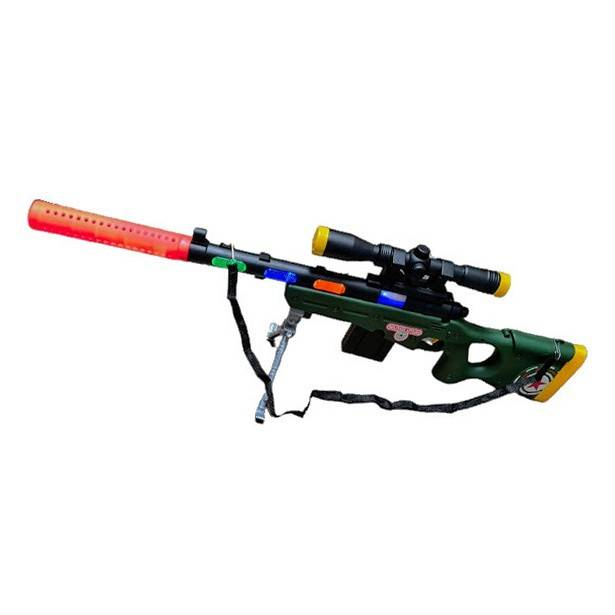 Mitraliera de jucarie cu amortizor, Military affairs, cu trepied, sunete si lumini, centura pentru umar, vibratii, verde, 79 cm [2]