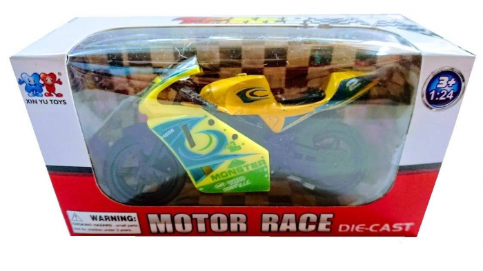 Motocicleta metalica cu cric, galbena/rosie/neagra/mov/portocalie [2]