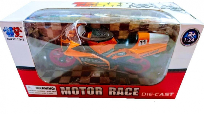 Motocicleta metalica cu cric, galbena/rosie/neagra/mov/portocalie [8]