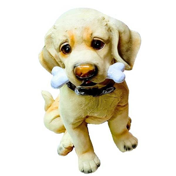 Ornament Din Rasina Pictat Manual, Decoratiune Pentru Gradina, Terasa, Gazon, caine cu os, 36 cm [2]