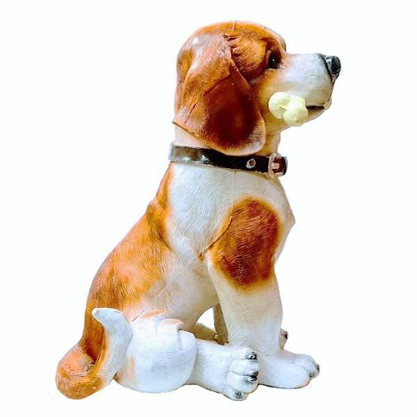 Ornament Din Rasina Pictat Manual, Decoratiune Pentru Gradina, Terasa, Gazon, caine cu os, 36 cm [3]