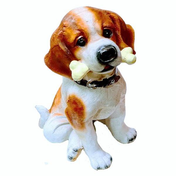 Ornament Din Rasina Pictat Manual, Decoratiune Pentru Gradina, Terasa, Gazon, caine cu os, 36 cm [2]