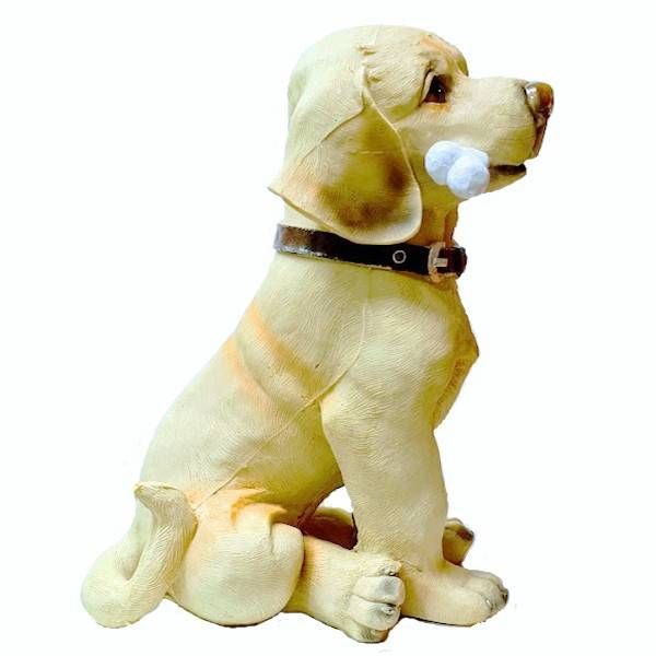 Ornament Din Rasina Pictat Manual, Decoratiune Pentru Gradina, Terasa, Gazon, caine cu os, 36 cm [3]