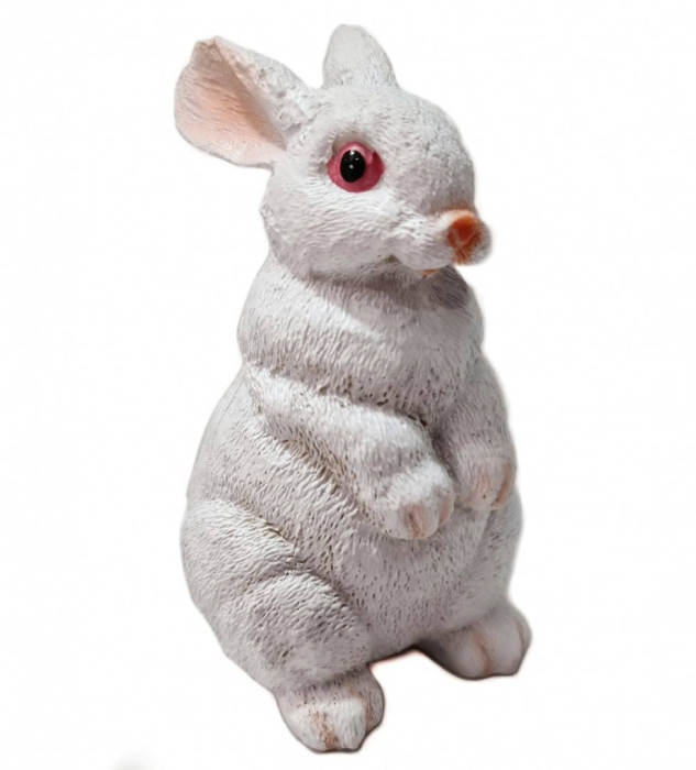 ornament din rasina pictat manual , decoratiune pentru gradina, terasa, gazon, iepure alb, decoratiune Paste, 15 cm [2]