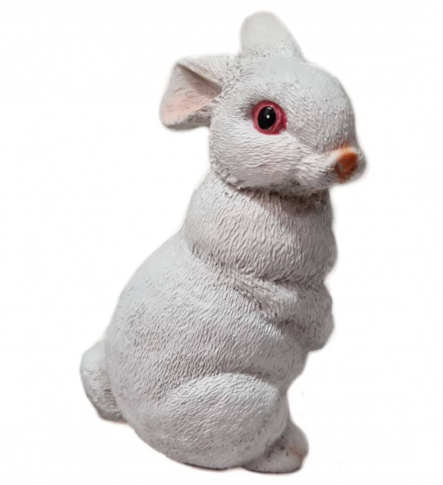 ornament din rasina pictat manual , decoratiune pentru gradina, terasa, gazon, iepure alb, decoratiune Paste, 15 cm [2]