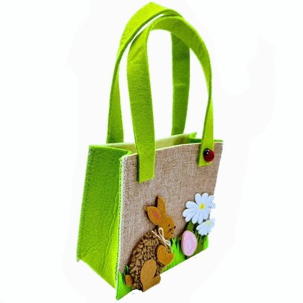 gentuta decorativa din fetru, model cu aplicatii pascale, cadou de Paste, 14x15x7 cm [2]