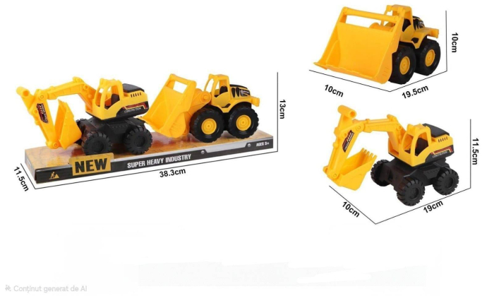 Set 2 utilaje de constructii, excavator si incarcator frontal [4]