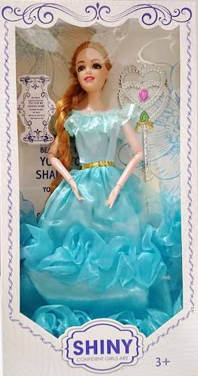 papusa eleganta cu articulatii, par lung strans in coada, 30 cm [3]