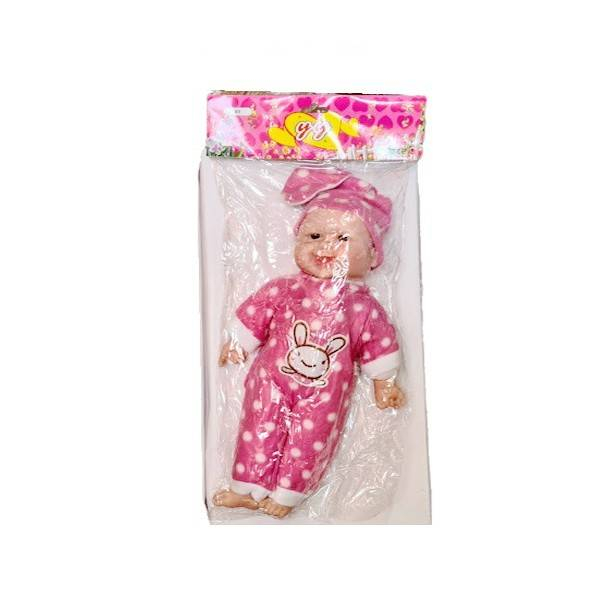 papusa interactiva, bebe care rade, corp moale, caciula cu urechi de iepure, albastru/roz/mov, 36 cm [6]